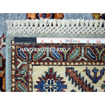 Kazak Wool Hand Knotted Rug Blue Ivory 5.0X6.8 -O071684