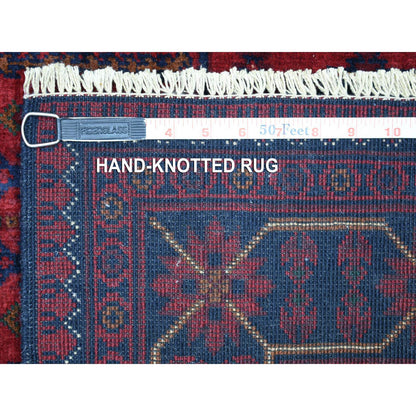 Tribal & Geometric Wool Hand Knotted Rug Red Navy Blue 3.4X5.0 -O071692