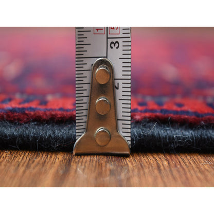 Tribal & Geometric Wool Hand Knotted Rug Red Red 2.10X9.9 -O071698