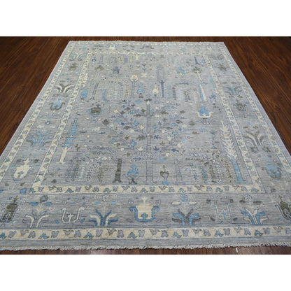 Oushak And Peshawar Wool Hand Knotted Rug Grey Gray 8.2X9.10 -O071708