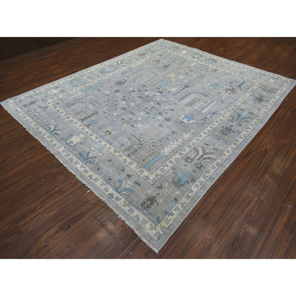 Oushak And Peshawar Wool Hand Knotted Rug Grey Gray 8.2X9.10 -O071708