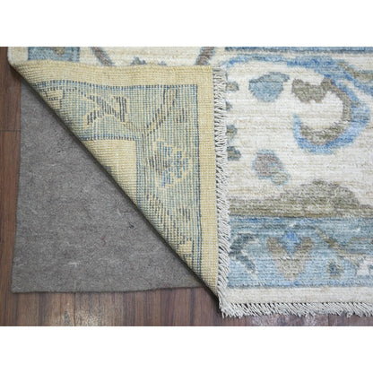Oushak And Peshawar Wool Hand Knotted Rug Ivory Blue 8.10X11.8 -O071711