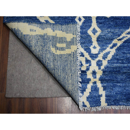 Tribal & Geometric Wool Hand Knotted Rug Blue No Border 12.3X14.3 -O071714