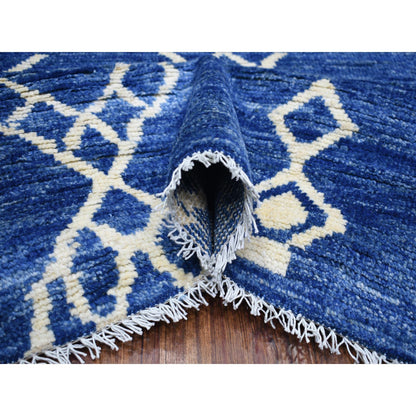 Tribal & Geometric Wool Hand Knotted Rug Blue No Border 12.3X14.3 -O071714