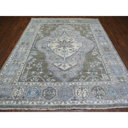 Tribal & Geometric Wool Hand Knotted Rug Brown Gray 8.0X9.9 -O071725