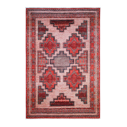 Oushak And Peshawar Wool Hand Knotted Rug Red Red 5.10X8.10 -O071729