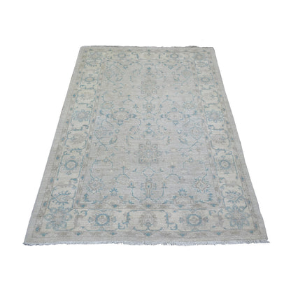 Oushak And Peshawar Wool Hand Knotted Rug Ivory Ivory 4.0X5.9 -O071733