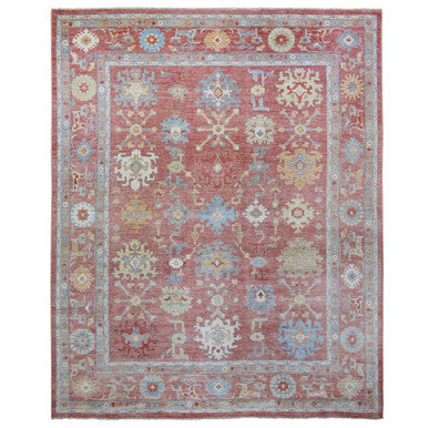 Oushak And Peshawar Wool Hand Knotted Rug Pink Pink 12.0X14.5 -O071748