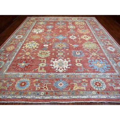 Oushak And Peshawar Wool Hand Knotted Rug Pink Pink 12.0X14.5 -O071748