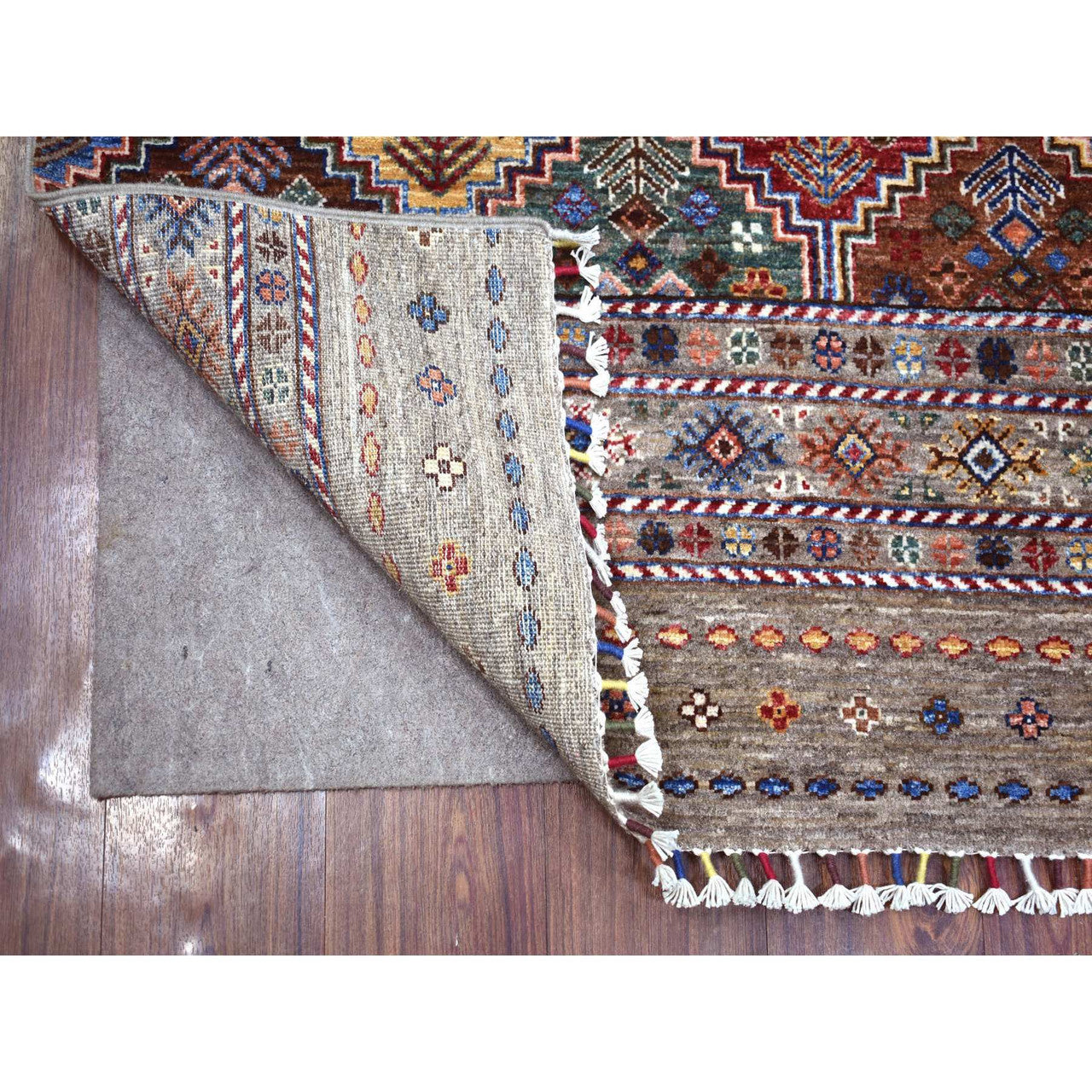 Gray 3'5" x 10'0" Kazak Hand knotted Wool Rug - Sku: O071751