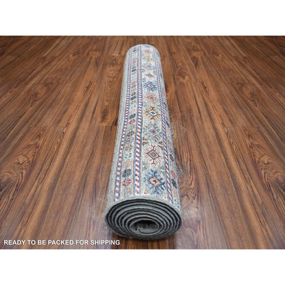 Kazak Wool Hand Knotted Rug Grey No Border 3.5X10.0 -O071751