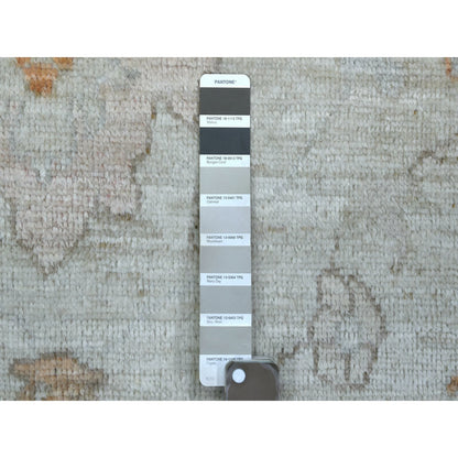 Oushak And Peshawar Wool Hand Knotted Rug Ivory Gray 4.0X5.8 -O071757