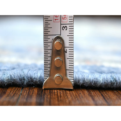 Oushak And Peshawar Wool Hand Knotted Rug Blue Denim Blue 2.8X16.4 -O071764