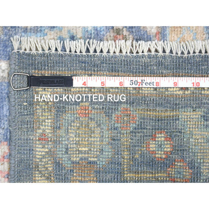 Oushak And Peshawar Wool Hand Knotted Rug Blue Denim Blue 2.8X16.4 -O071764