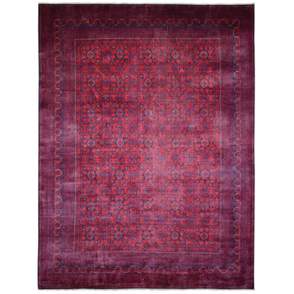 Tribal & Geometric Wool Hand Knotted Rug Red Red 9.10X12.6 -O071778