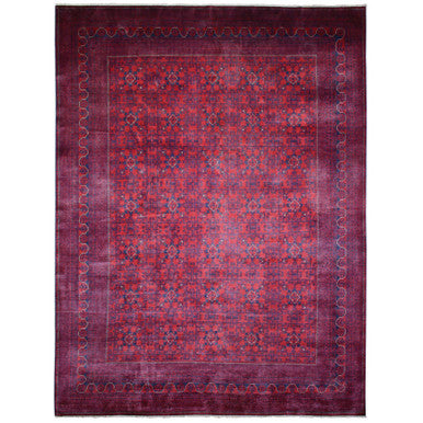 Tribal & Geometric Wool Hand Knotted Rug Red Red 9.10X12.6 -O071778