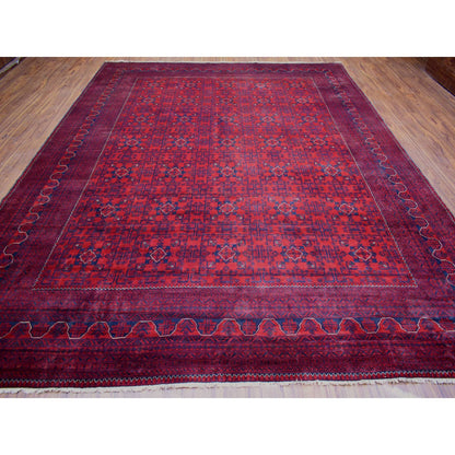 Tribal & Geometric Wool Hand Knotted Rug Red Red 9.10X12.6 -O071778