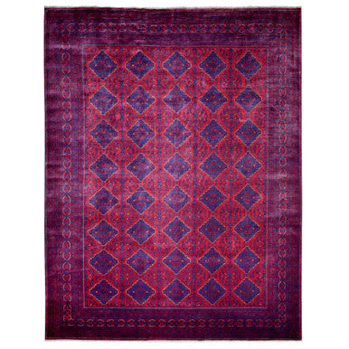 Tribal & Geometric Wool Hand Knotted Rug Red Red 9.10X13.0 -O071779