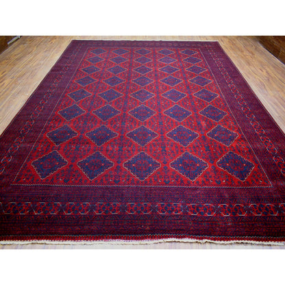 Tribal & Geometric Wool Hand Knotted Rug Red Red 9.10X13.0 -O071779