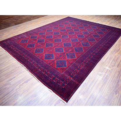 Tribal & Geometric Wool Hand Knotted Rug Red Red 9.10X13.0 -O071779