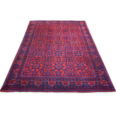 Tribal & Geometric Wool Hand Knotted Rug Red Red 5.8X7.5 -O071787