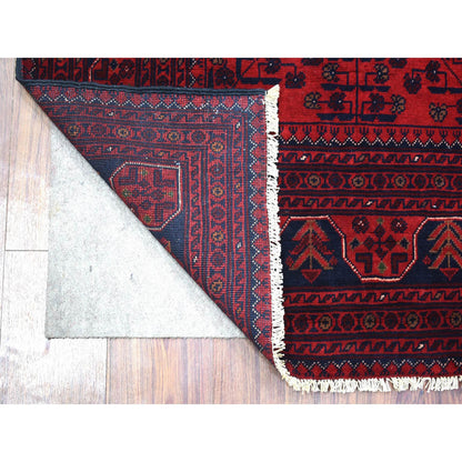 Tribal & Geometric Wool Hand Knotted Rug Red Red 4.10X6.3 -O071792
