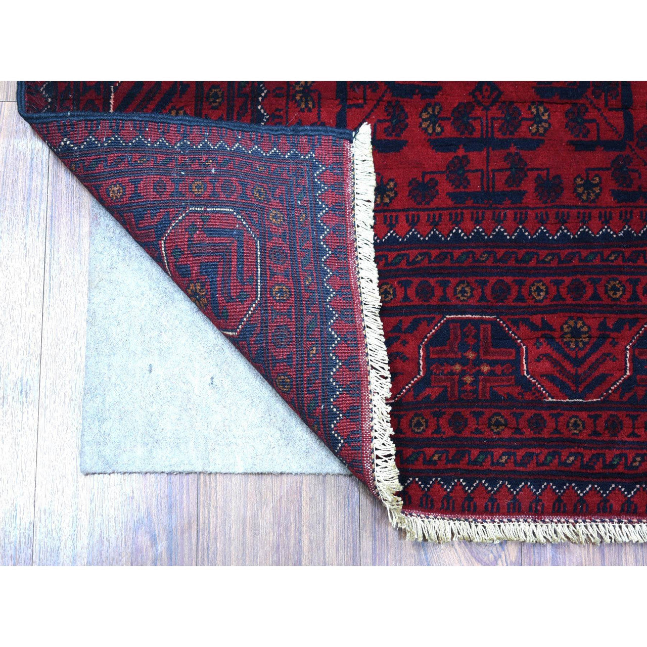 Tribal & Geometric Wool Hand Knotted Rug Red Red 4.4X6.3 -O071798