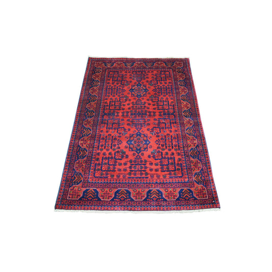 Tribal & Geometric Wool Hand Knotted Rug Red Red 3.4X4.8 -O071802