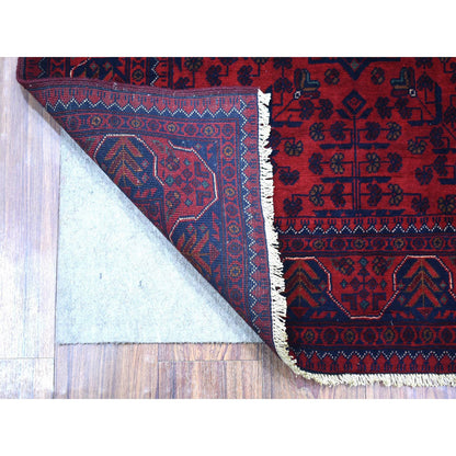 Tribal & Geometric Wool Hand Knotted Rug Red Red 3.4X4.10 -O071803