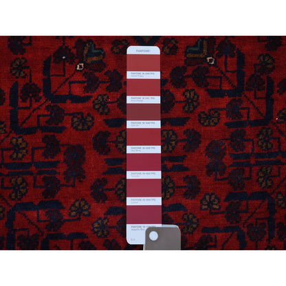 Tribal & Geometric Wool Hand Knotted Rug Red Red 3.4X4.10 -O071803