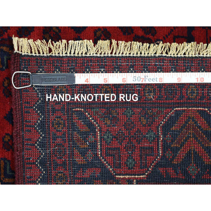 Tribal & Geometric Wool Hand Knotted Rug Red Red 3.4X4.10 -O071803