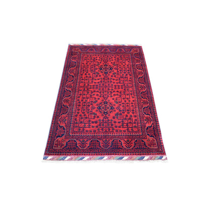 Tribal & Geometric Wool Hand Knotted Rug Red Red 3.4X4.10 -O071804
