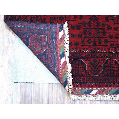 Tribal & Geometric Wool Hand Knotted Rug Red Red 3.4X4.10 -O071804