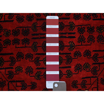 Tribal & Geometric Wool Hand Knotted Rug Red Red 3.4X4.10 -O071804