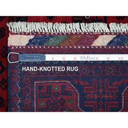 Tribal & Geometric Wool Hand Knotted Rug Red Red 3.4X4.10 -O071804