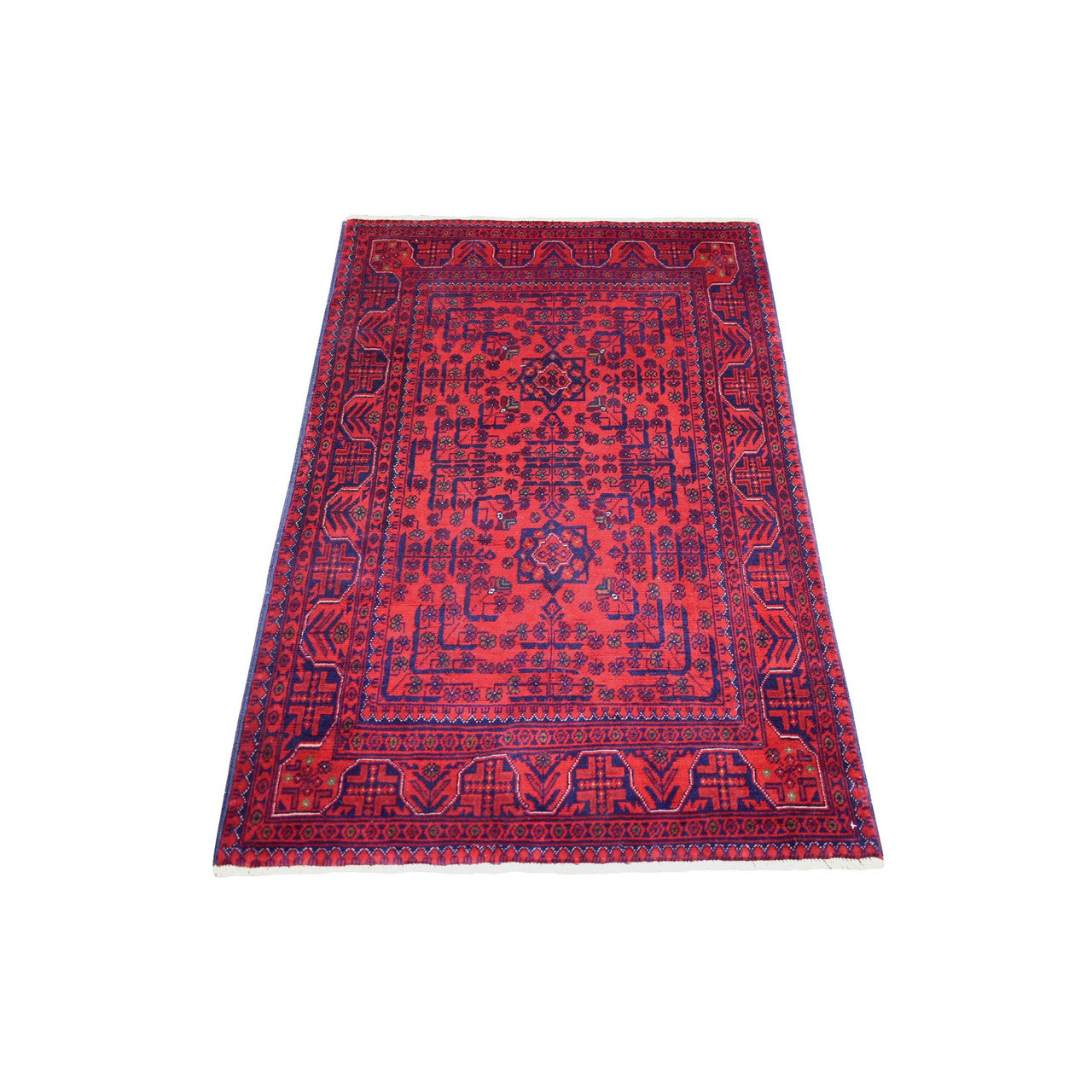 Tribal & Geometric Wool Hand Knotted Rug Red Red 3.2X4.8 -O071807