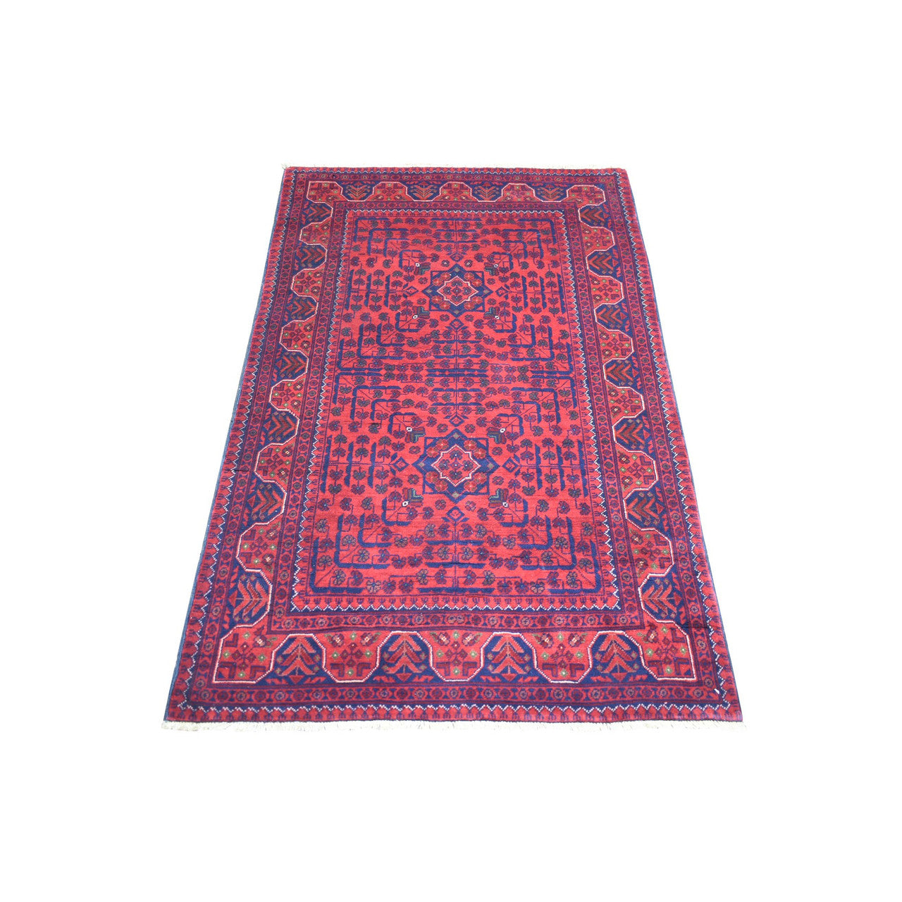 Tribal & Geometric Wool Hand Knotted Rug Red Red 3.3X5.0 -O071808