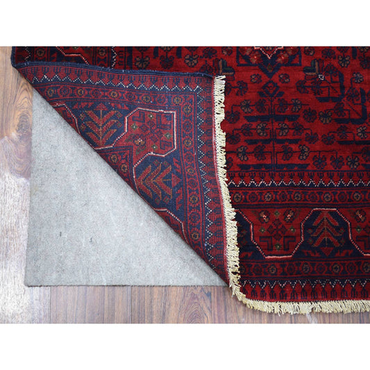 Tribal & Geometric Wool Hand Knotted Rug Red Red 3.5X4.10 -O071810