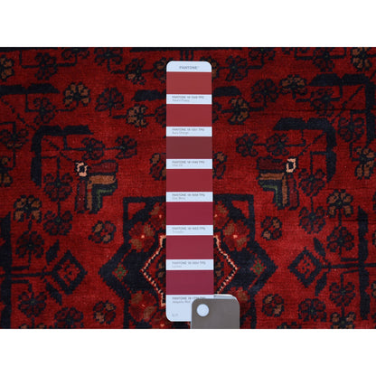 Tribal & Geometric Wool Hand Knotted Rug Red Red 3.5X4.10 -O071810