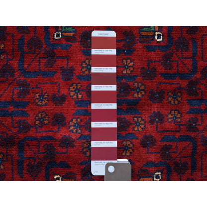 Tribal & Geometric Wool Hand Knotted Rug Red Red 2.8X12.9 -O071811