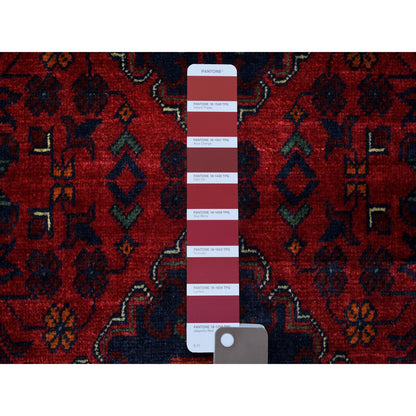 Tribal & Geometric Wool Hand Knotted Rug Red Red 2.8X12.6 -O071814