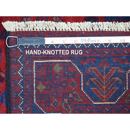 Tribal & Geometric Wool Hand Knotted Rug Red Red 2.8X12.9 -O071815