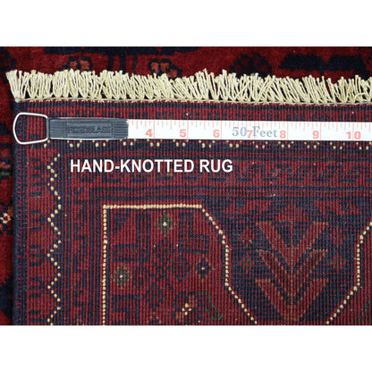 Tribal & Geometric Wool Hand Knotted Rug Red Red 2.8X9.5 -O071817