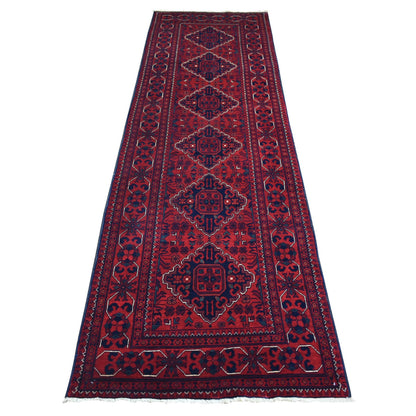 Tribal & Geometric Wool Hand Knotted Rug Red Red 2.8X9.4 -O071818