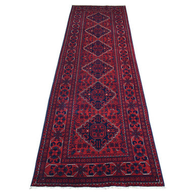 Tribal & Geometric Wool Hand Knotted Rug Red Red 2.8X9.4 -O071818
