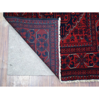 Tribal & Geometric Wool Hand Knotted Rug Red Red 2.8X9.4 -O071818