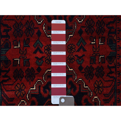 Tribal & Geometric Wool Hand Knotted Rug Red Red 2.8X9.4 -O071818