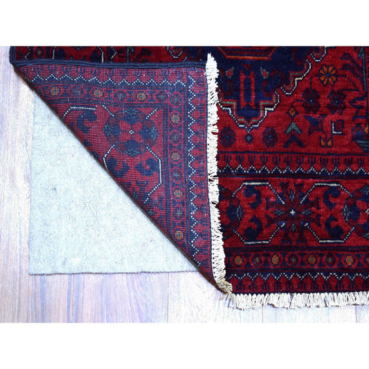 Tribal & Geometric Wool Hand Knotted Rug Red Red 2.6X12.5 -O071819