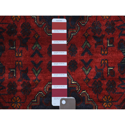 Tribal & Geometric Wool Hand Knotted Rug Red Red 2.6X12.5 -O071819