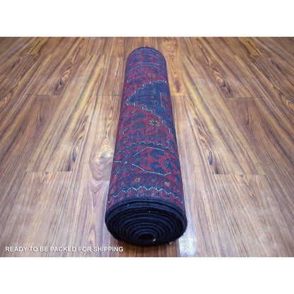 Tribal & Geometric Wool Hand Knotted Rug Red Red 2.6X12.5 -O071819